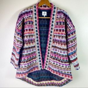dRA Colorful Tweed Open Front Kimono Jacket XS